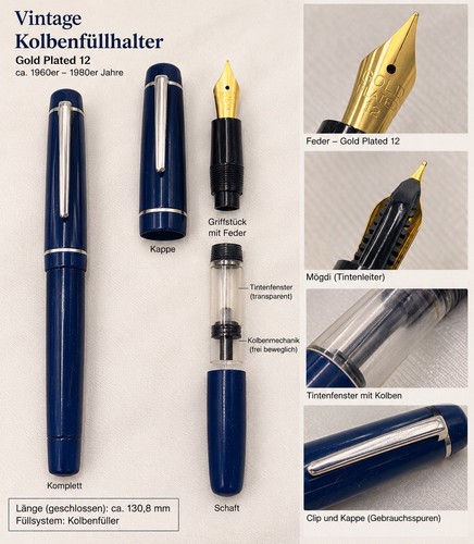 Vintage kolbenfüller blau - vintage,